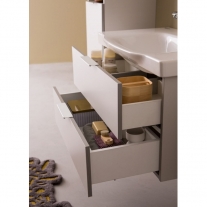Set mobilier suspendat si lavoar Kolpasan, Lana, 65 cm, lemn deschis